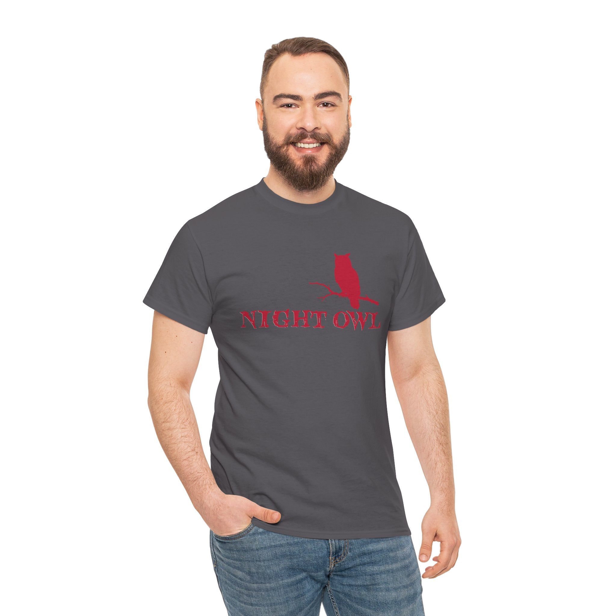 Night Owl Red Graphic Tee — Unisex Statement Shirt