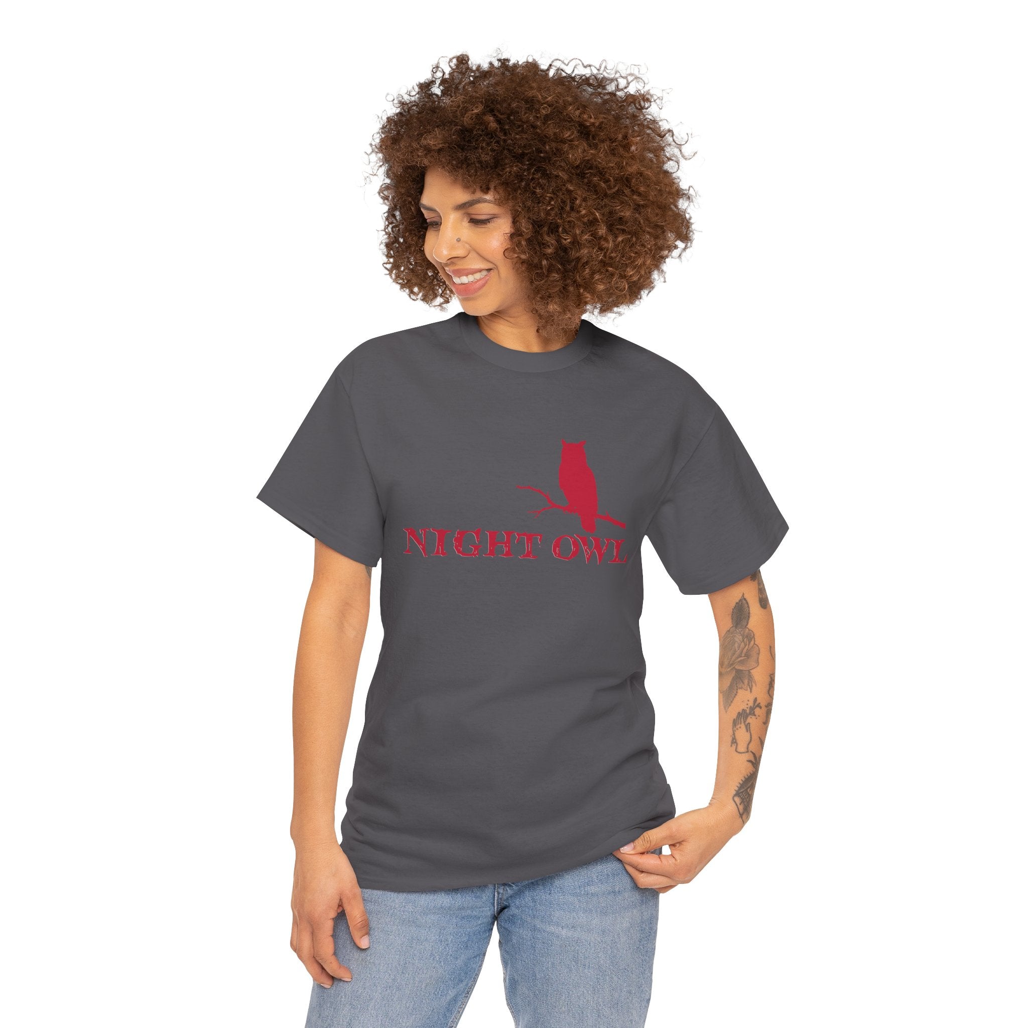 Night Owl Red Graphic Tee — Unisex Statement Shirt