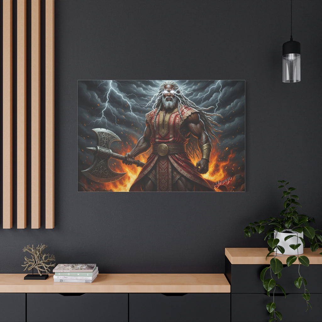 Shango, Lord of Thunder — Lightning & Fire Canvas  Mythic + Regal