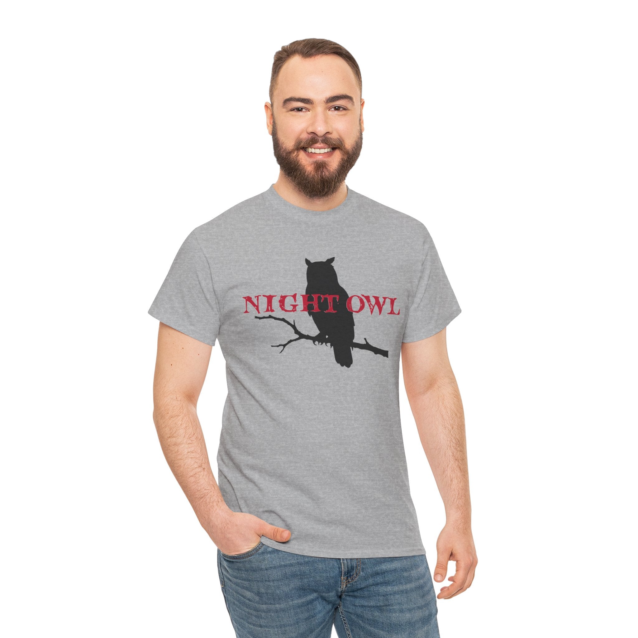 Night Owl T-Shirt — Silhouette Owl on Branch Graphic Tee
