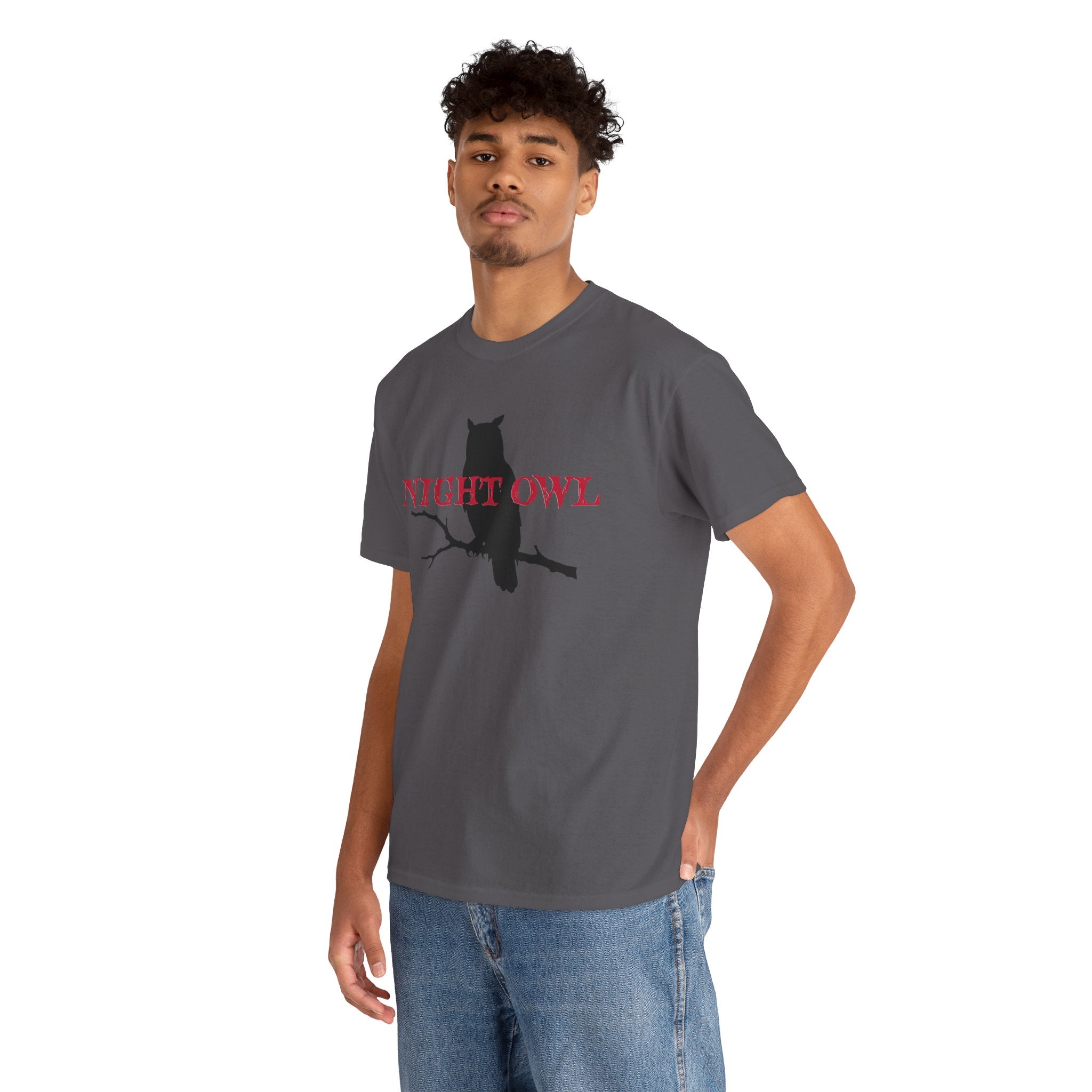 Night Owl T-Shirt — Silhouette Owl on Branch Graphic Tee