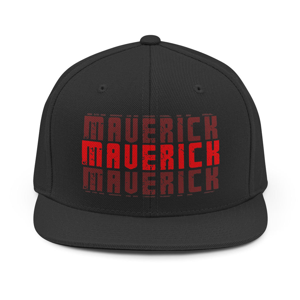 🔥🧢 Maverick Snapback Hat – Retro Red Block Logo Flat-Brim Cap ❤️✨