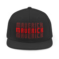 🔥🧢 Maverick Snapback Hat – Retro Red Block Logo Flat-Brim Cap ❤️✨