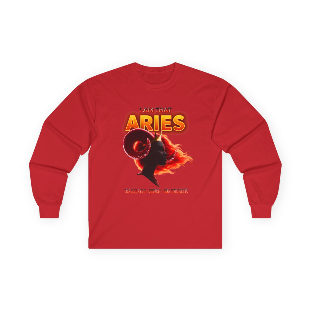 ♈🔥 I Am That Aries™ Long Sleeve Tee — Fearless Zodiac Fire Sign Shirt ✨👑🌙