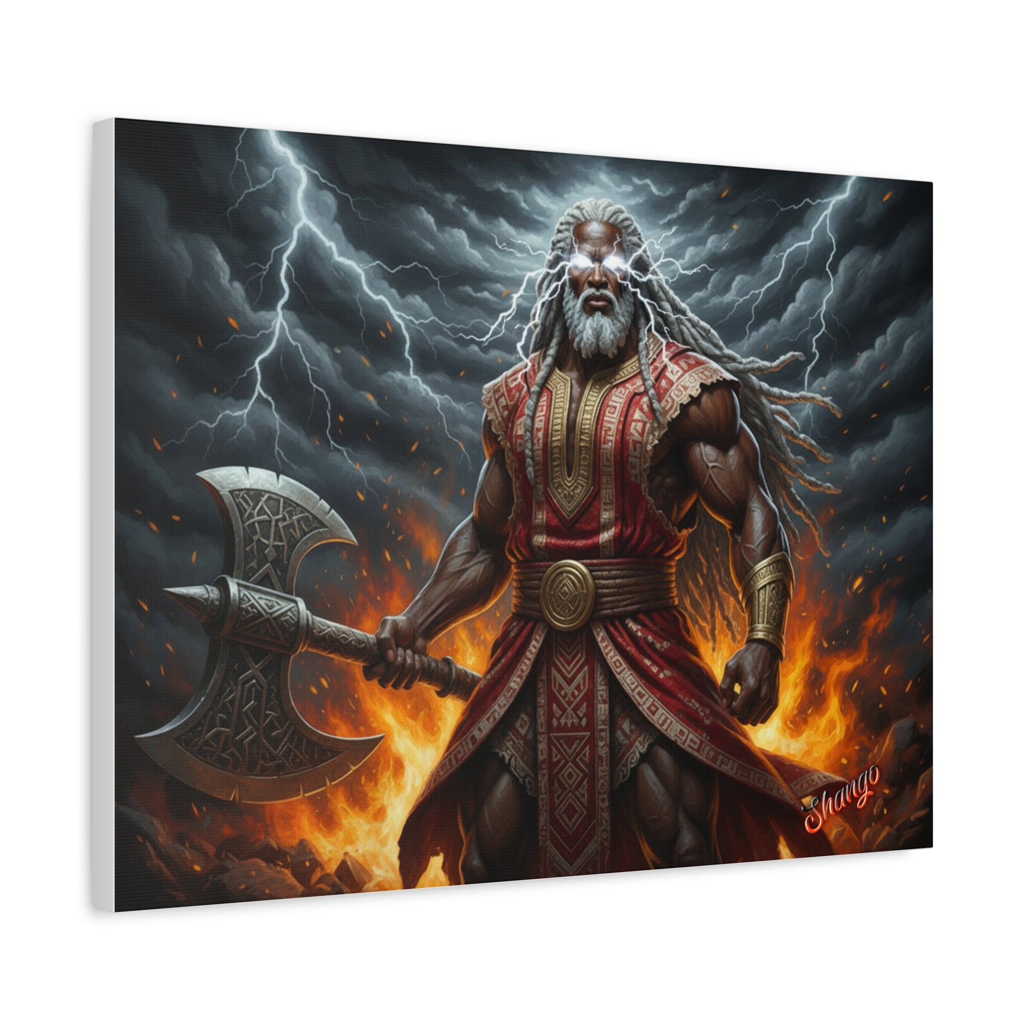 Shango, Lord of Thunder — Lightning & Fire Canvas  Mythic + Regal