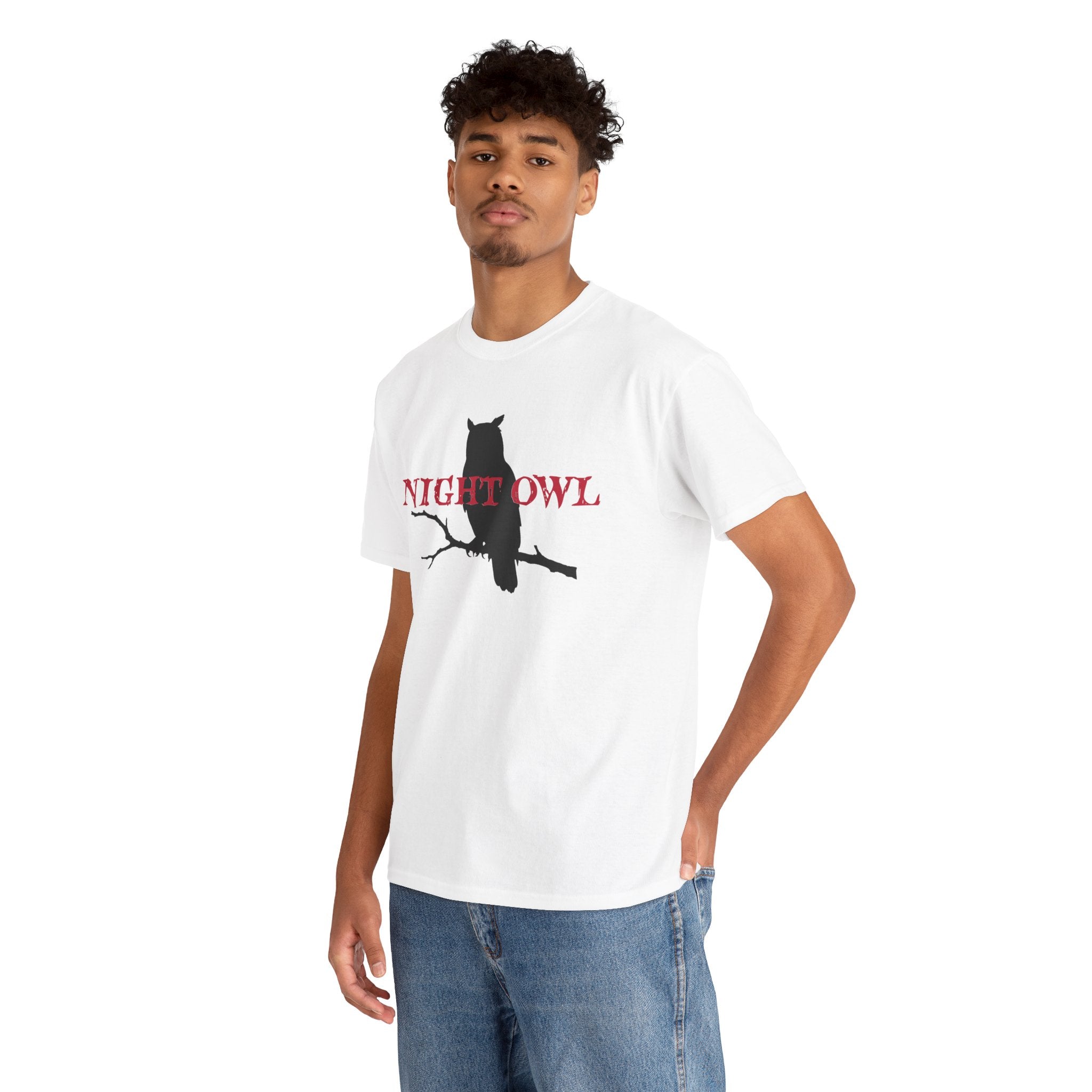 Night Owl T-Shirt — Silhouette Owl on Branch Graphic Tee