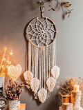 Boho Macrame Dream Catcher — Handmade Leaf Wall Hanging Decor
