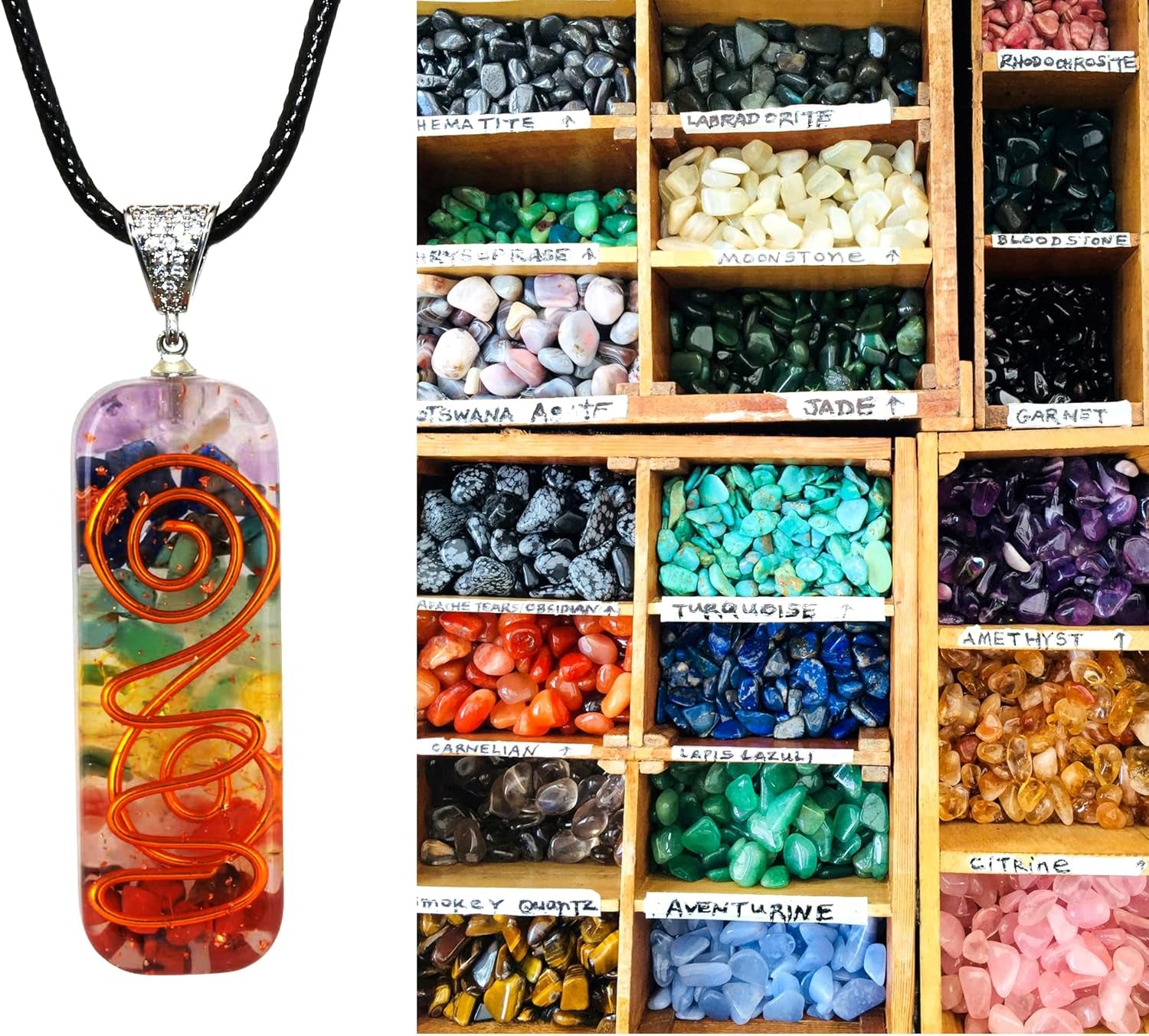 7 Chakra Orgone Energy Protection Necklace & Bracelet Set For Men And Women