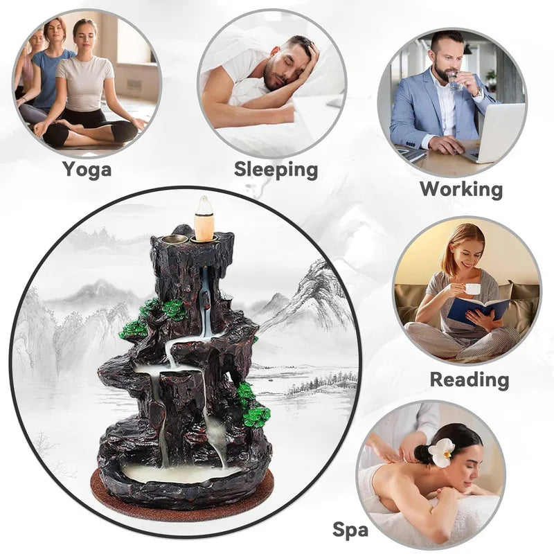 Backflow Incense Holders,Burner Waterfall,With Incense Cones&Sticks,For Home Decor or Atmosphere Adjustment