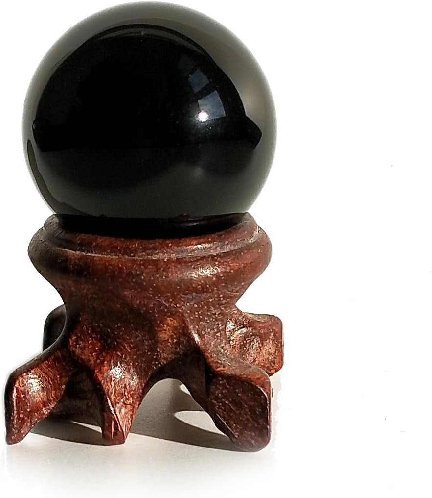 Obsidian Sphere for Meditation, Fortune Telling, and Feng Shui – Large Black Crystal Ball with Stand